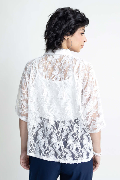 The White Lace Kimono Shirt